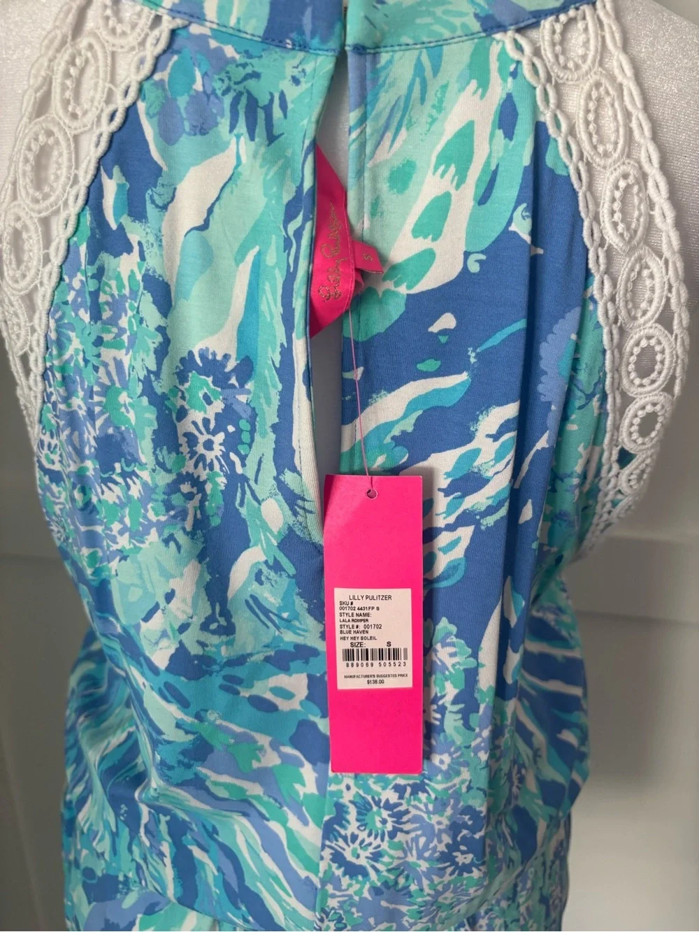 Lilly Pulitzer Lala Halter Romper in Blue Haven Hey Hey Soleil size small NWT - Picture 5 of 8